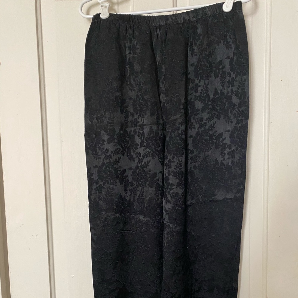 Vintage jacquard floral black pants